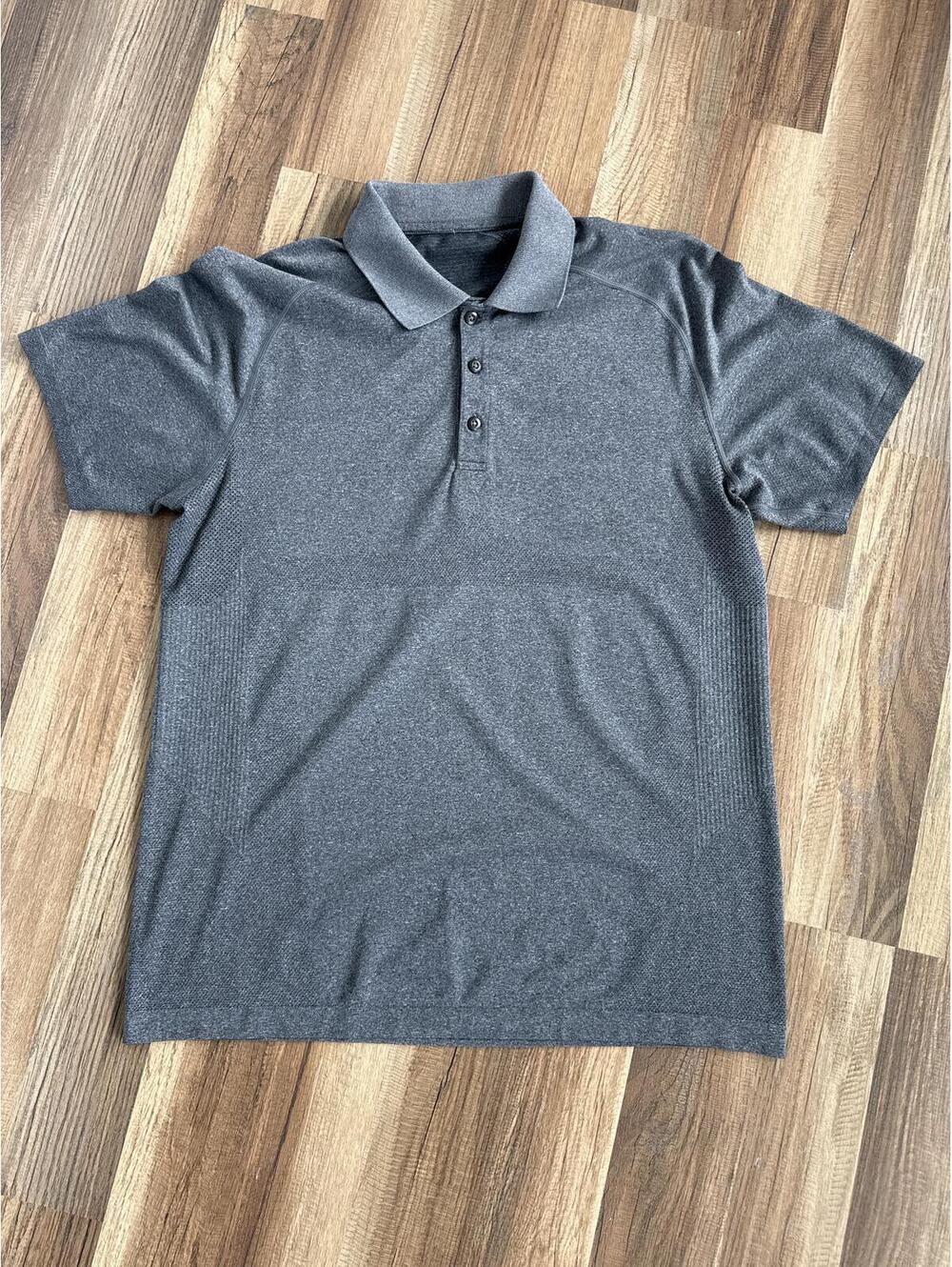 Lululemon Polo Shirt Gray Short Sleeve Performance Size L